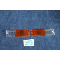 131   COPPIA PLASTICHE BICOLORI PER FANALINI ANT. ALTISSIMO