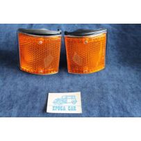128  PAIR ORANGE METAL LIGHTS   CATALUX