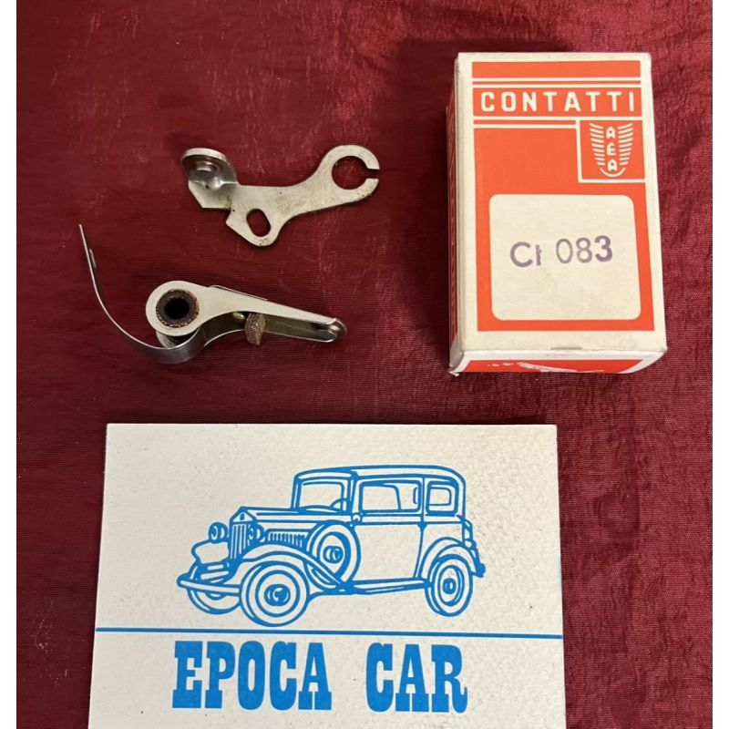 COPPIA CONTATTI PUNTINE PLATINATE FIAT TOPOLINO C E BELVEDERE ULTIMO TIPO   ( ASSOCIATO A CALOTTA CON CARBONCINO CON MOLLA )