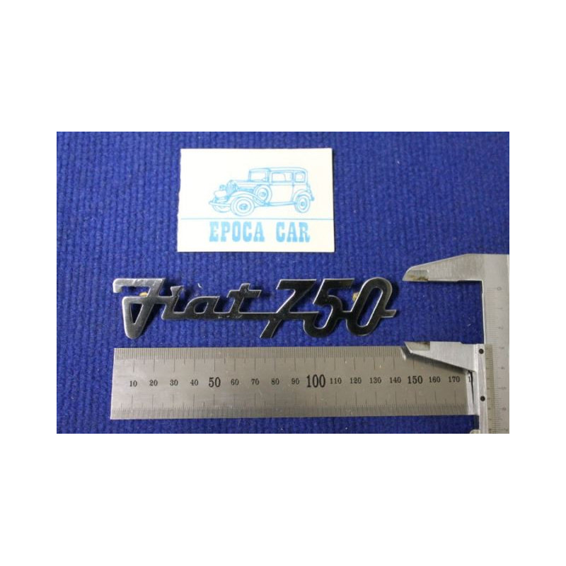 FIAT 750 METALLO CROMATO SCRITTA IN CORSIVO