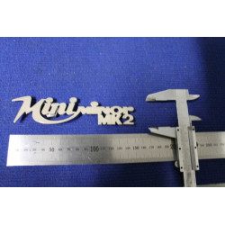 SCRITTA "MINI MINOR MK2" (SPESSORE FINO) METALLO OPACO
