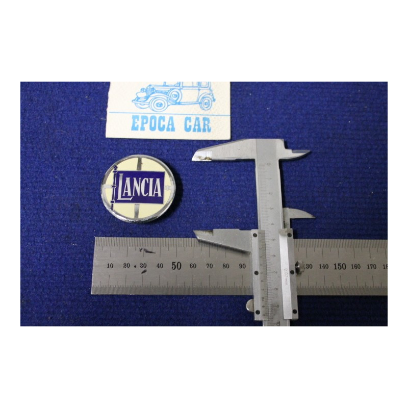 ROUND BADGE "LANCIA"   44mm DIAMETER  METAL CHROME