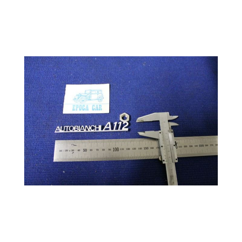 SCRITTA "AUTOBIANCHI A 112" (TIPO PICCOLO)  METALLO CROMATO