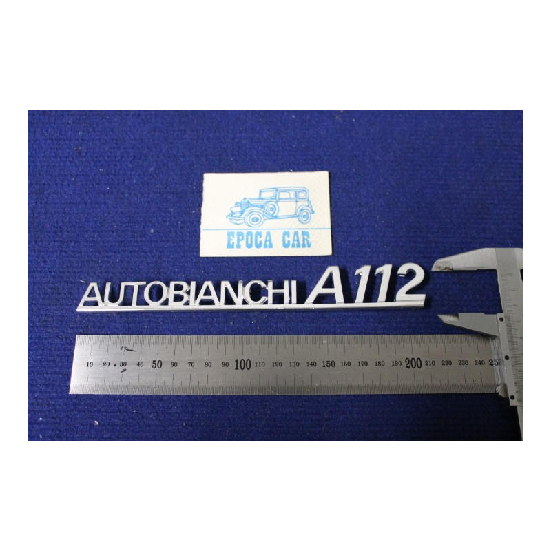 SCRITTA "AUTOBIANCHI A 112" (TIPO GRANDE) METALLO CROMATO