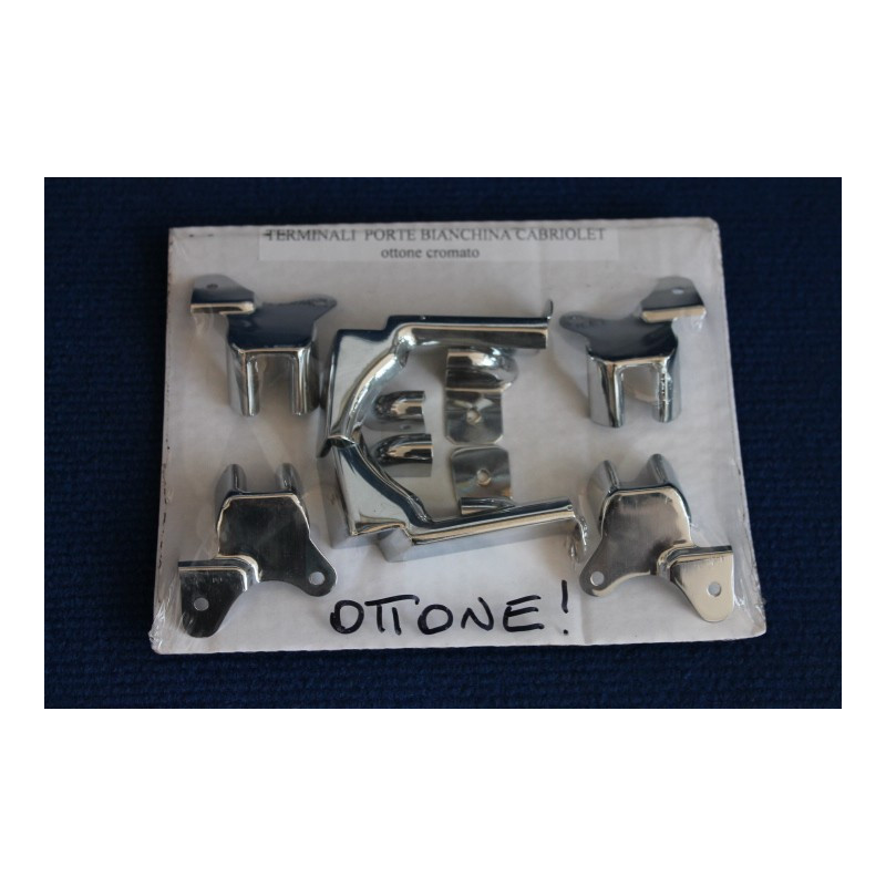 KIT (10 PEZZI ) TERMINALI PORTE E CAPOTE IN OTTONE CROMATO BIANCHINA CABRIO /TRASFORMABILE