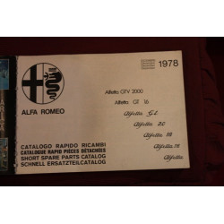 ALFETTA / GT / GTV    MECHANICS AND BODY SPARE PARTS CATALOGUE (1978)