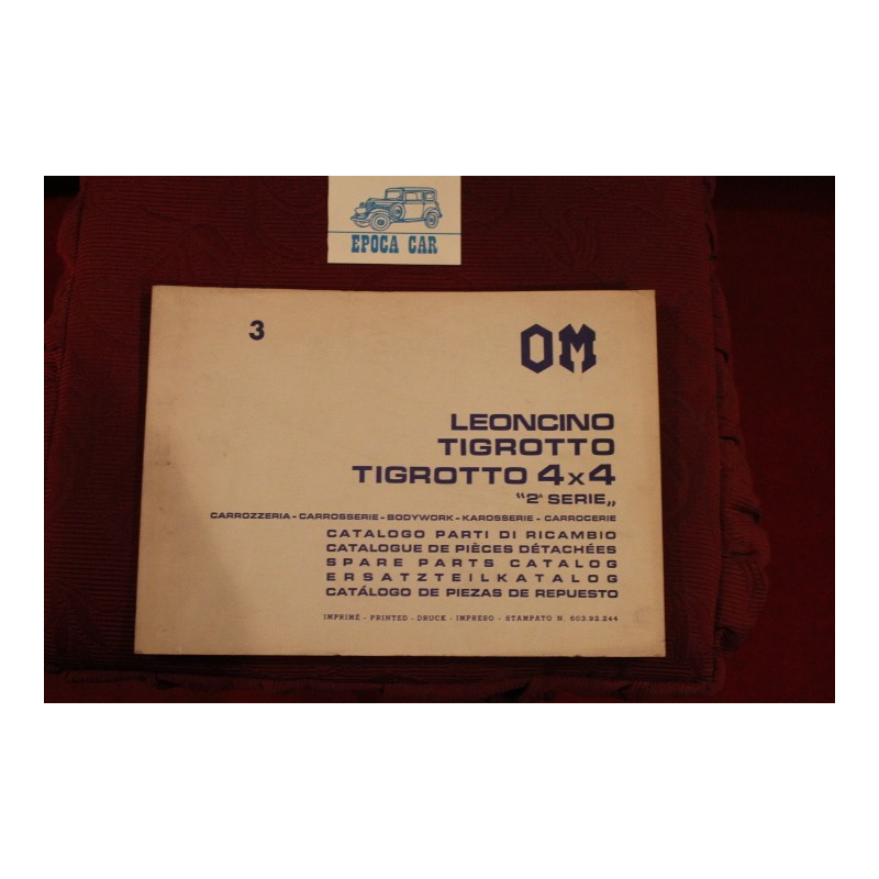 LEONCINO / TIGROTTO / TIGROTTO 4 X 4    BODY SPARE PARTS CATALOGUE (1971) MULTILINGUAL good condition